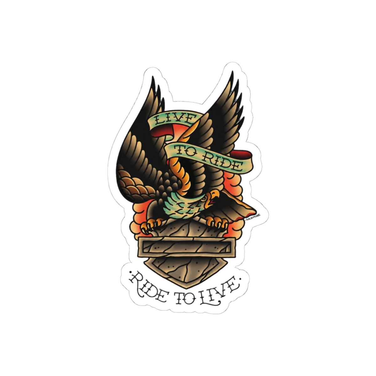 Live to Ride Ride to Live Vertical Biker Sticker - alternate angle 1, merchandise