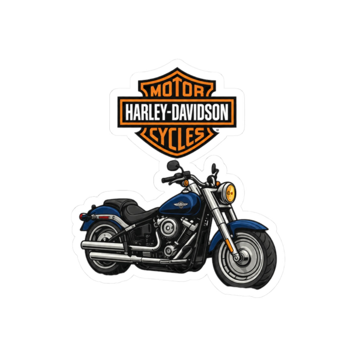 Harley Davidson Fat Boy Bold Sticker | Cruiser Rider Vinyl Decal - alternate angle 3, merchandise
