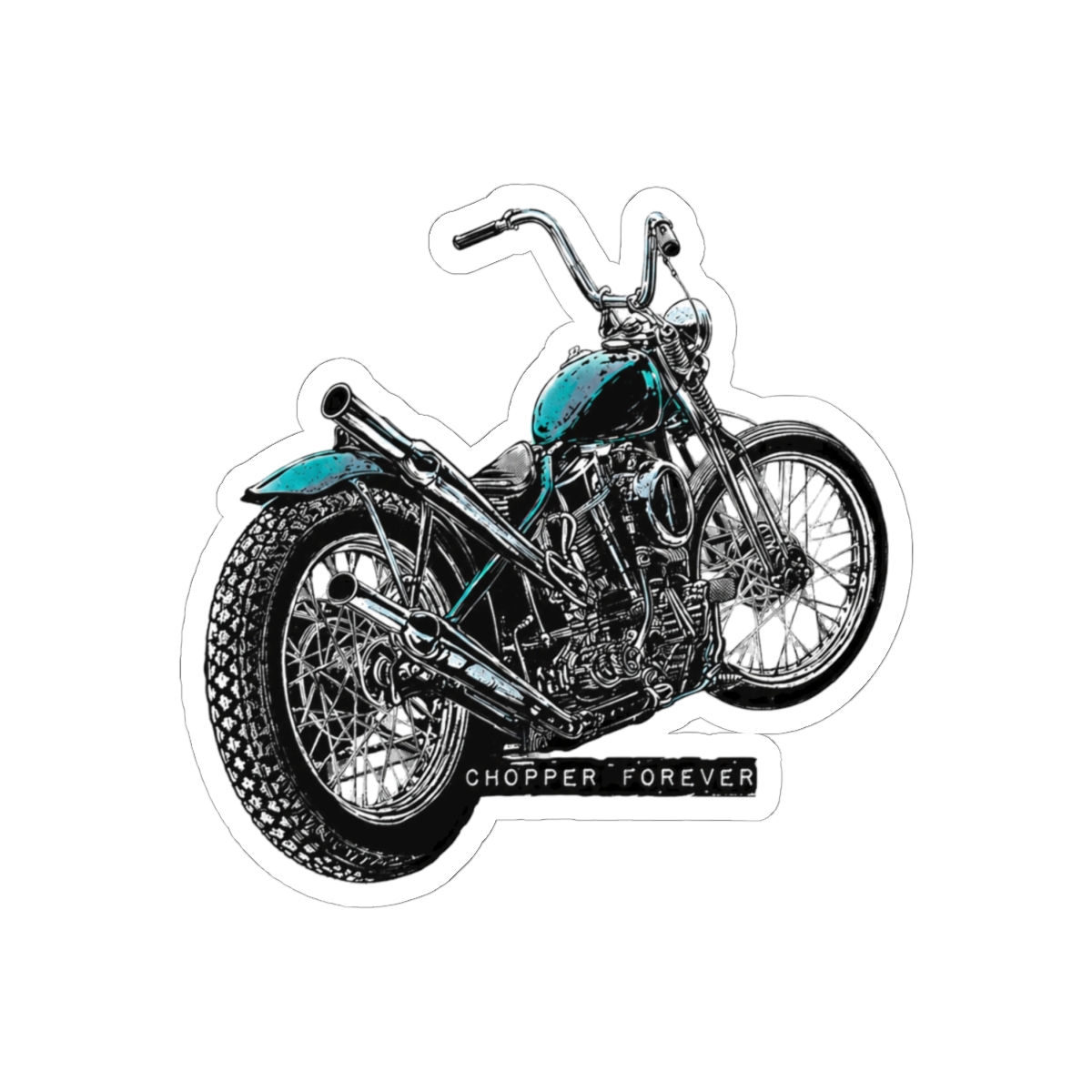 Chopper Forever Playful Sticker | Aviation Biker Vinyl Decal - alternate angle 1, merchandise