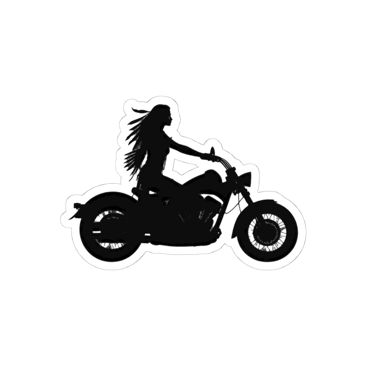 Biker Girl Sticker | Bold Vinyl Decal for Adventure Gear - alternate angle 1, merchandise
